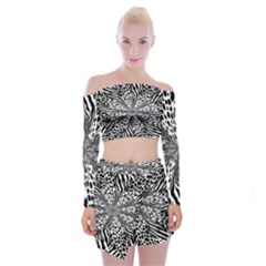 Animal Print 1 Off Shoulder Top With Mini Skirt Set by dressshop