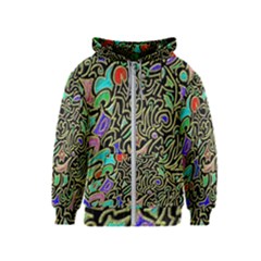 Swirl Retro Abstract Doodle Kids  Zipper Hoodie by dressshop