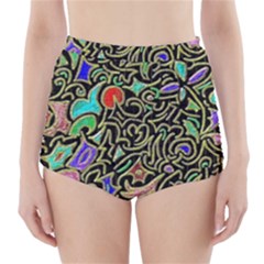 Swirl Retro Abstract Doodle High-waisted Bikini Bottoms by dressshop