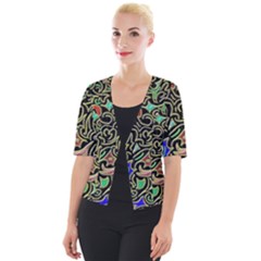 Swirl Retro Abstract Doodle Cropped Button Cardigan by dressshop