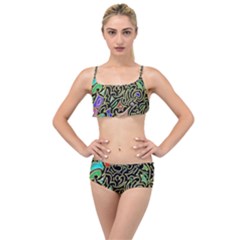 Swirl Retro Abstract Doodle Layered Top Bikini Set by dressshop