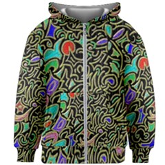 Swirl Retro Abstract Doodle Kids Zipper Hoodie Without Drawstring by dressshop