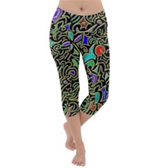 Swirl Retro Abstract Doodle Lightweight Velour Capri Yoga Leggings by dressshop