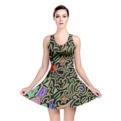 Swirl Retro Abstract Doodle Reversible Skater Dress by dressshop