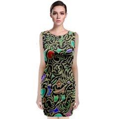 Swirl Retro Abstract Doodle Classic Sleeveless Midi Dress by dressshop