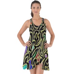 Swirl Retro Abstract Doodle Show Some Back Chiffon Dress by dressshop