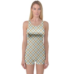 Plaid 2 One Piece Boyleg Swimsuit by dressshop