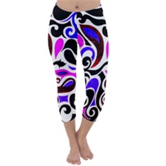 Retro Swirl Abstract Capri Winter Leggings  by dressshop