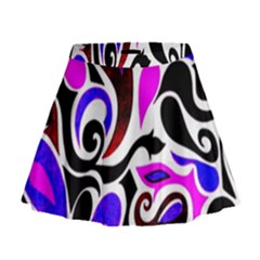 Retro Swirl Abstract Mini Flare Skirt by dressshop