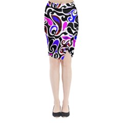 Retro Swirl Abstract Midi Wrap Pencil Skirt by dressshop