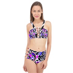 Retro Swirl Abstract Cage Up Bikini Set by dressshop