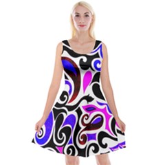 Retro Swirl Abstract Reversible Velvet Sleeveless Dress