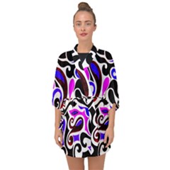 Retro Swirl Abstract Half Sleeve Chiffon Kimono by dressshop