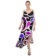 Retro Swirl Abstract Maxi Chiffon Cover Up Dress