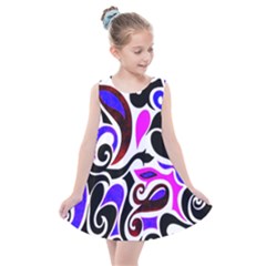 Retro Swirl Abstract Kids  Summer Dress