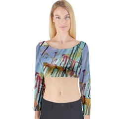 Chaos In Colour  Long Sleeve Crop Top by ArtByAng