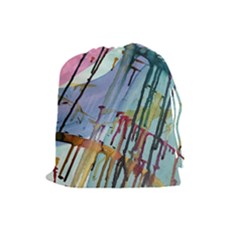 Chaos In Colour  Drawstring Pouch (large) by ArtByAng