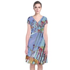 Chaos In Colour  Short Sleeve Front Wrap Dress