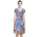 Chaos in Colour  Short Sleeve Front Wrap Dress View1