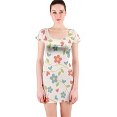 Flowers Pattern Short Sleeve Bodycon Dress by Hansue