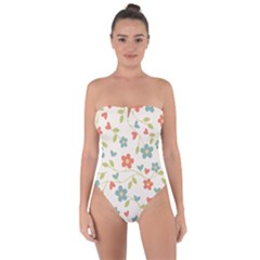 Flowers Pattern Tie Back One Piece Swimsuit by Hansue