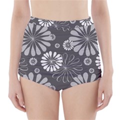 Floral Pattern High-waisted Bikini Bottoms by Hansue