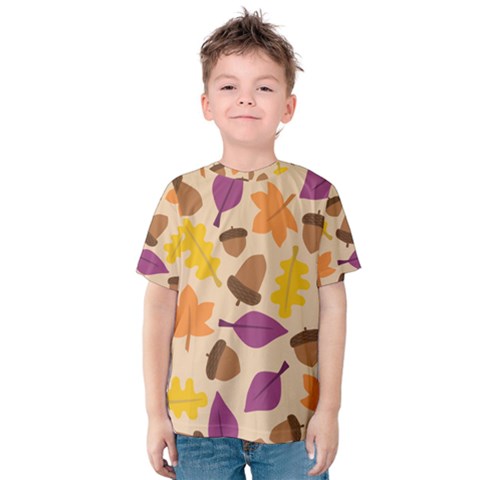 Acorn Pattern Kids  Cotton Tee by Hansue