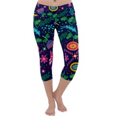 Colorful Pattern Capri Yoga Leggings by Hansue