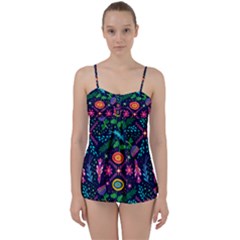 Colorful Pattern Babydoll Tankini Set by Hansue