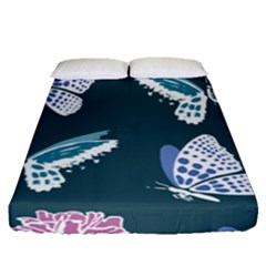 Butterfly  Fitted Sheet (queen Size) by Hansue