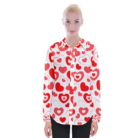 Hearts Womens Long Sleeve Shirt by Hansue