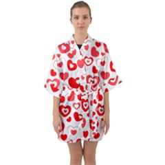 Hearts Quarter Sleeve Kimono Robe by Hansue