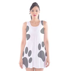 Pets Footprints Scoop Neck Skater Dress by Hansue