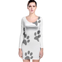 Pets Footprints Long Sleeve Velvet Bodycon Dress by Hansue