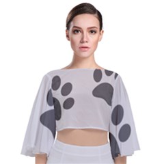 Pets Footprints Tie Back Butterfly Sleeve Chiffon Top