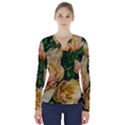 Early Summer Flowers V-Neck Long Sleeve Top View1