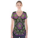 Flowers And More Floral Dancing A Happy Dance Short Sleeve Front Detail Top View1