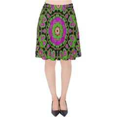 Flowers And More Floral Dancing A Happy Dance Velvet High Waist Skirt by pepitasart