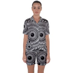 Graphic Design Round Geometric Satin Short Sleeve Pyjamas Set by Nexatart