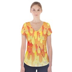 Candy Corn Slime Short Sleeve Front Detail Top by paisleydrawrrsTest