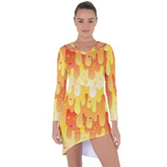 Candy Corn Slime Asymmetric Cut-out Shift Dress