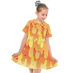 Candy Corn Slime Kids  Short Sleeve Shirt Dress by paisleydrawrrsTest