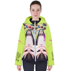 Designed By Revolution Child  lime Juice  Women s Hooded Puffer Jacket by designedbyrevolutionchild