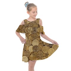 Gold Coins Kids  Shoulder Cutout Chiffon Dress by quinncafe82