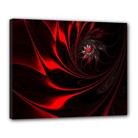 Red Black Abstract Curve Dark Flame Pattern Canvas 20  X 16  (stretched) by Nexatart