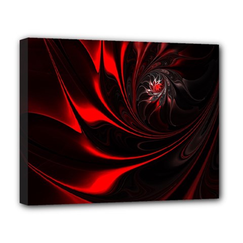 Red Black Abstract Curve Dark Flame Pattern Deluxe Canvas 20  X 16  (stretched)