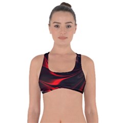 Red Black Abstract Curve Dark Flame Pattern Got No Strings Sports Bra by Nexatart