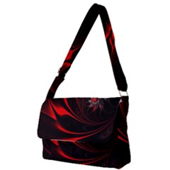 Red Black Abstract Curve Dark Flame Pattern Full Print Messenger Bag by Nexatart