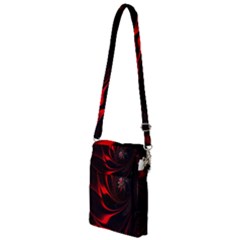 Red Black Abstract Curve Dark Flame Pattern Multi Function Travel Bag by Nexatart
