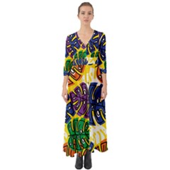 Design Decoration Decor Pattern Button Up Boho Maxi Dress